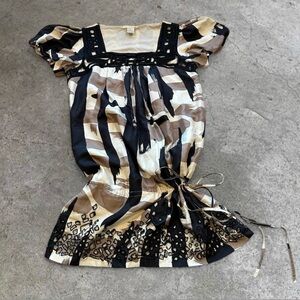 Y2K Silk Gold Hawk Top